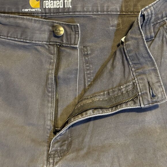 Carhartt Pants Work Men’s Relaxed Fit 42x32 Gray Utility Chino Durable - Picture 9 of 10